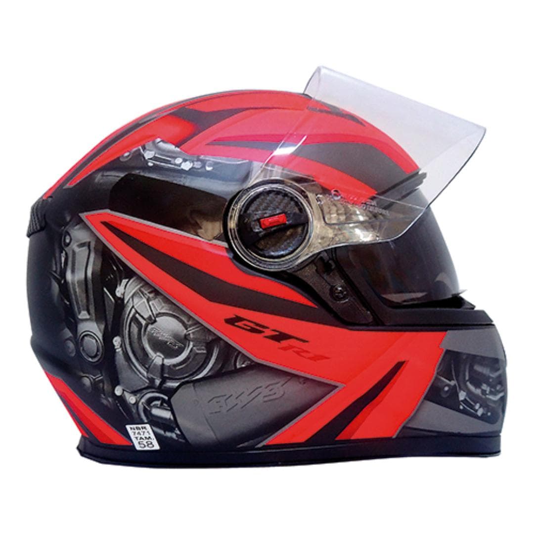CAPACETE FW3 GTX R1 PRETO FOSCO/VERMELHO C/OCULOS Nº 56