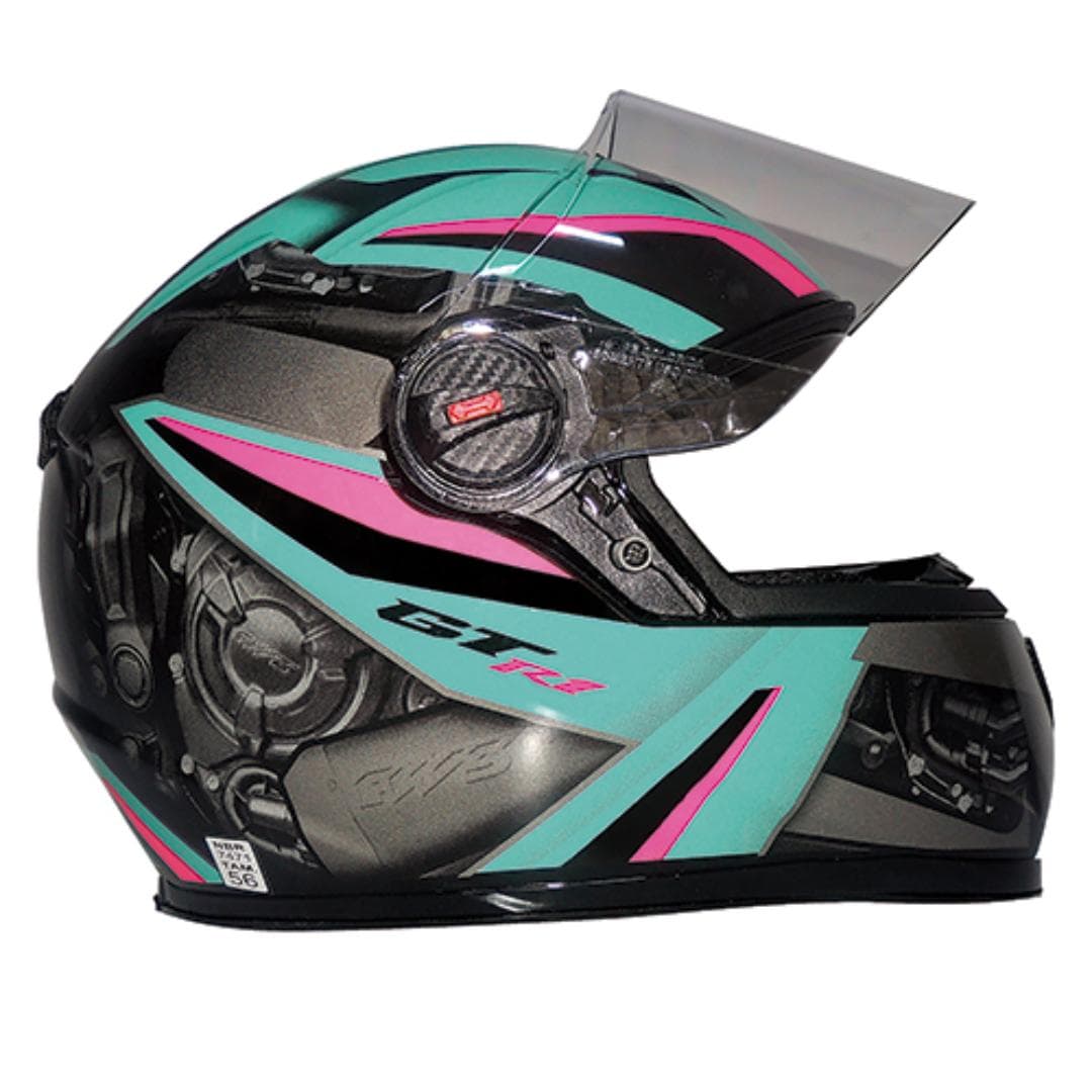 CAPACETE FW3 GTN R1 PRETO FOSCO/TIFFANY/ROSA Nº 60