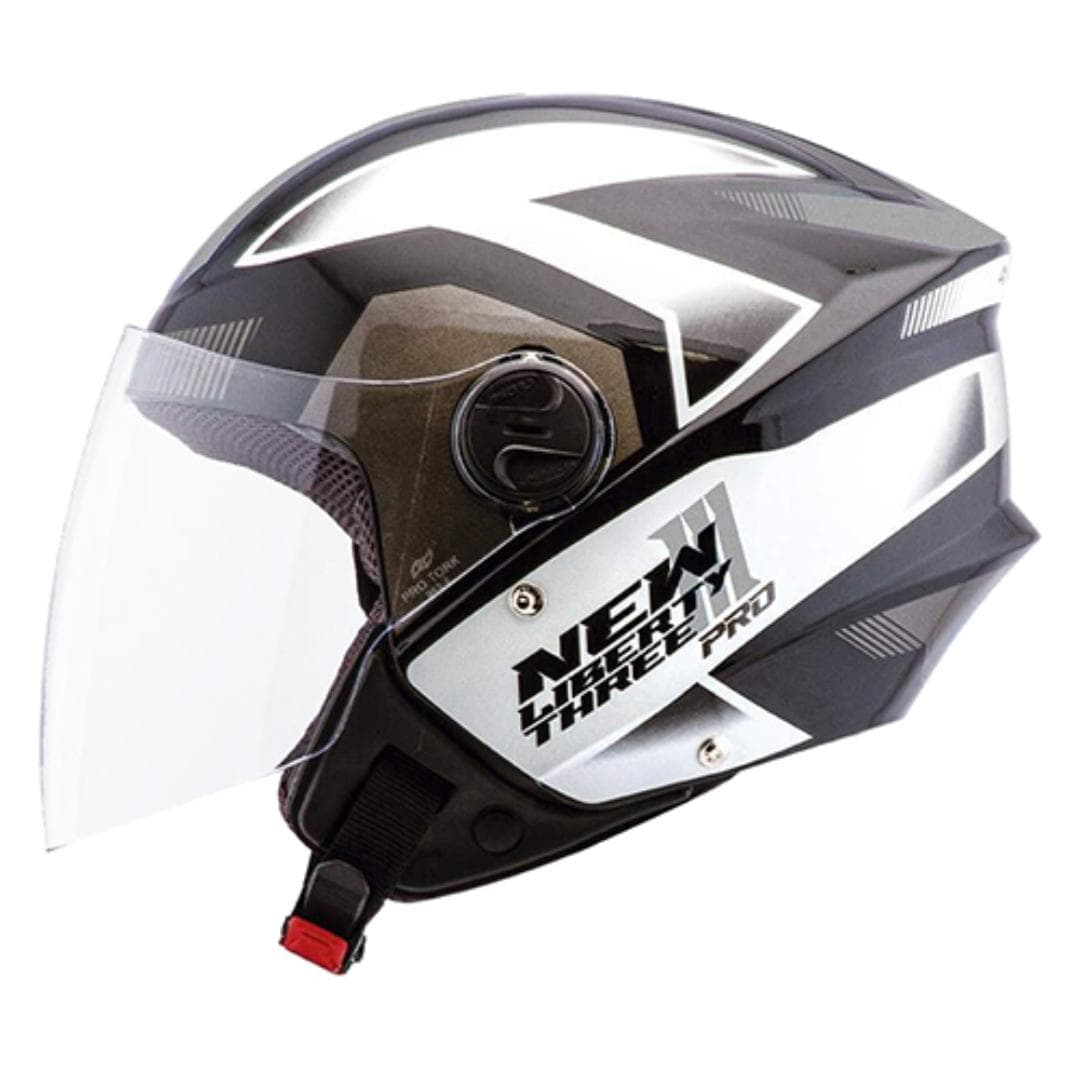 CAPACETE NEW LIBERTY THREE PRO PRETO/CINZA BRILHANTE N°60