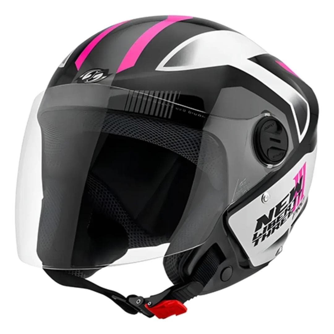 CAPACETE NEW LIBERTY THREE PRO PRETO/ROSA BRILHANTE N°60