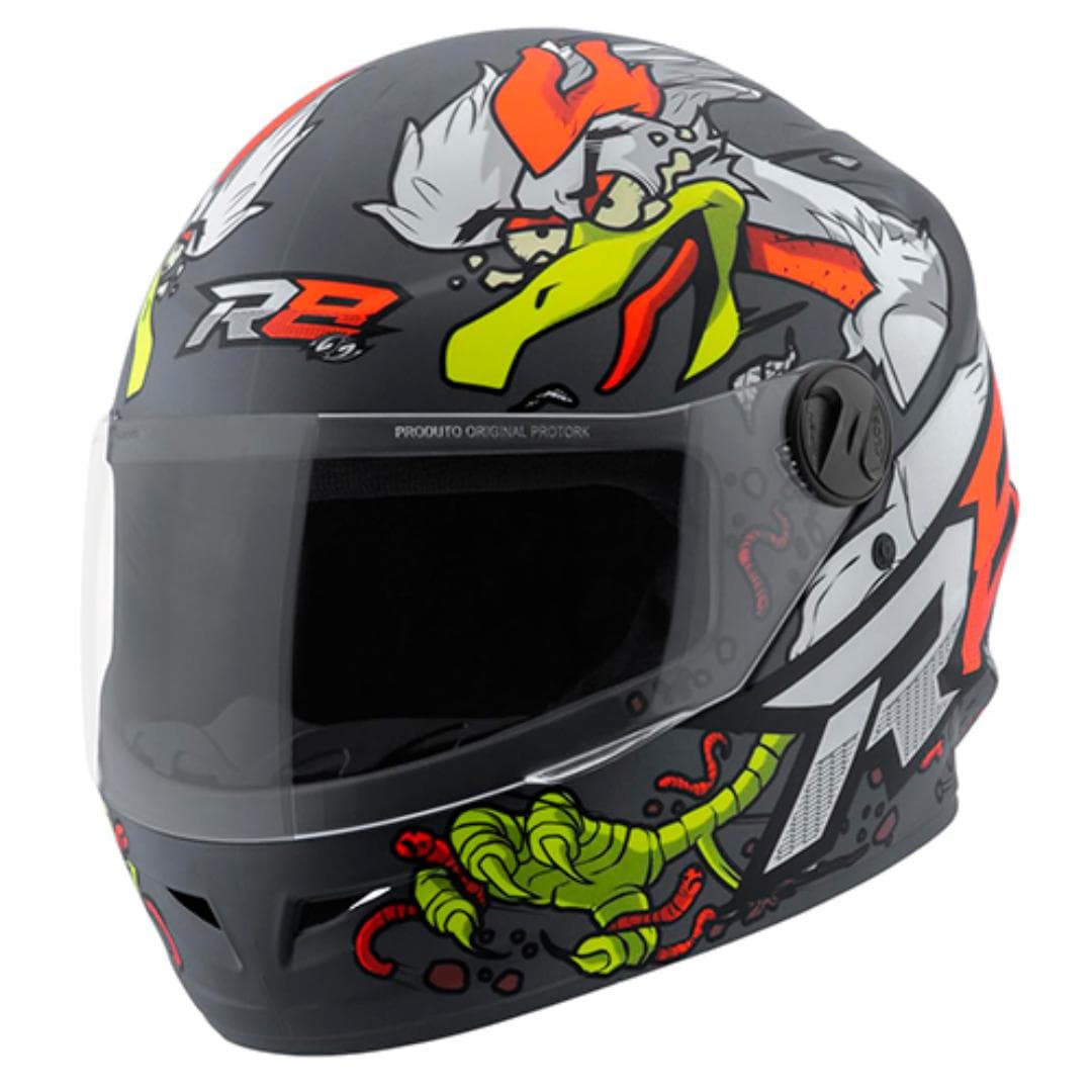 CAPACETE R8 PRO ROCKET CHICKEN PRETO FOSCO Nº 58