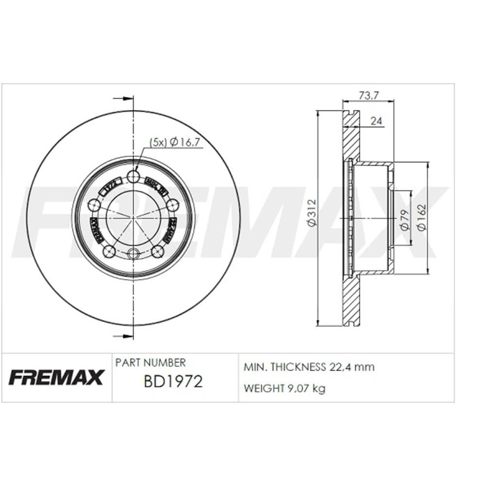 Disco Freio Ventilado Diant Fremax BMW X1 X1 SDRIVE 20i 2012-2014 / BMW SERIE 4 428i CABRIOLET M SPORT 2015-2016 / BMW SERIE 1 125i M SPORT ACTIVE FLEX 2015-2016