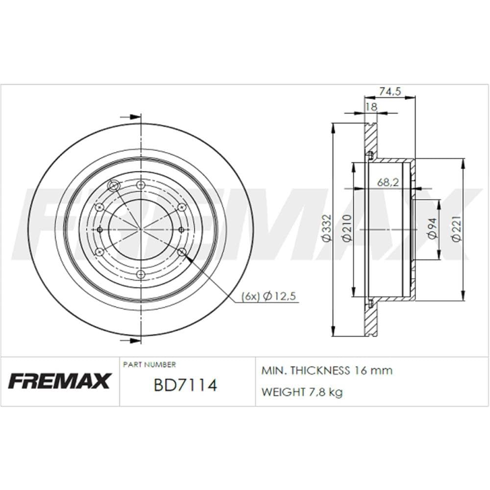 Disco Freio Ventilado Tras Fremax MITSUBISHI PAJERO HPE FULL 3.8 L 2012-2014 / MITSUBISHI PAJERO HPE FULL 2006-2009 / MITSUBISHI PAJERO FULL 3D 3.8 L 2012-2014